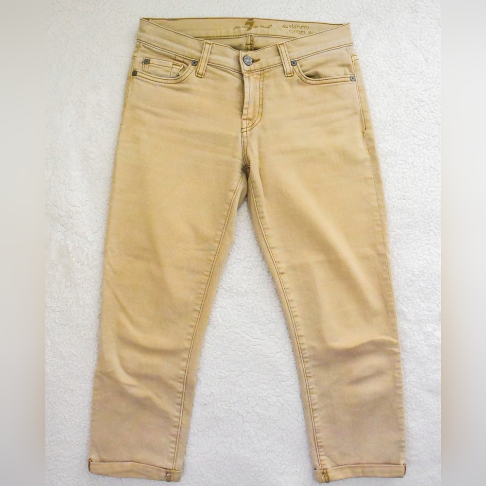 *Seven 7 for Mankind* Skinny Crop & Roll in Khaki Beige Capris - size 25
